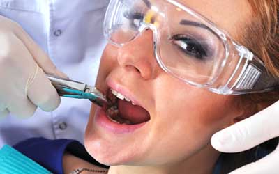 Patient Wearing Eye Guard